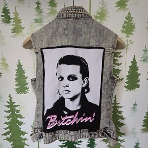 Denim Sleeveless Vest with Copper Buttons